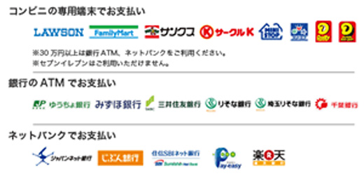 コンビニ、ATMお支払案内